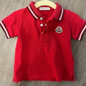 Monclere baby red polo size 6/9 Months.